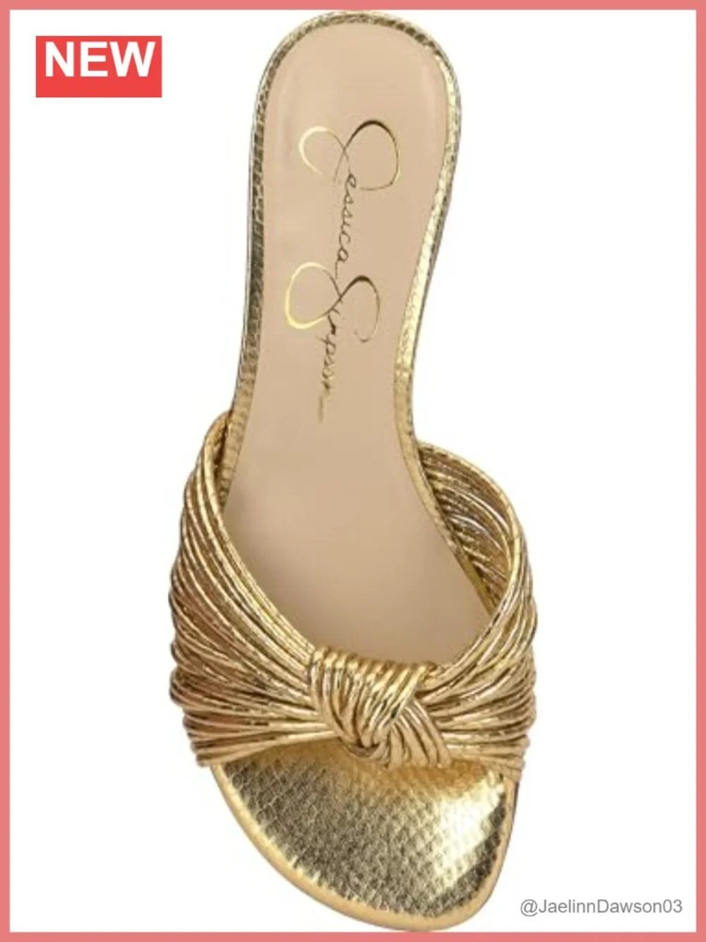 Women's Dydra Knotted Flat Sandal Faux Leather Gold Slide Heel